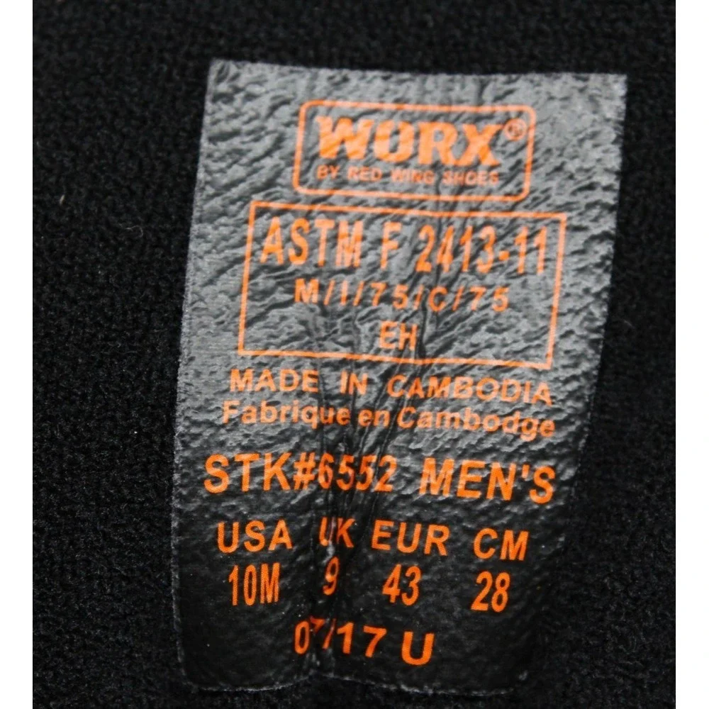 WORX by Red Wing Shoes Men's‎ 10 M 6552 Safety Toe Work Boots Black Leather